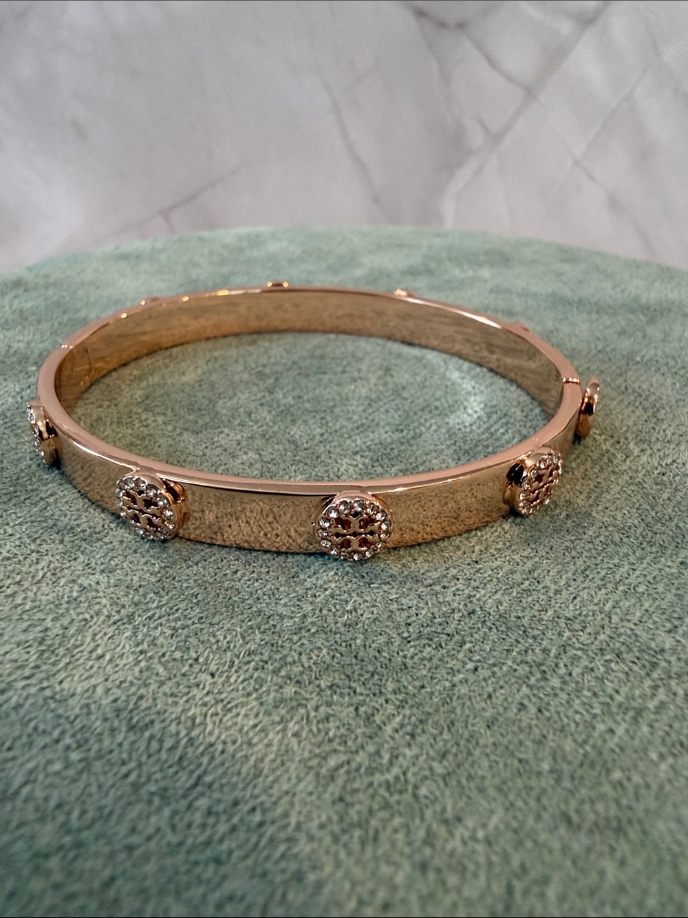 Tory Burch | Rose Gold & Crystal Accent Bangle Bracelet